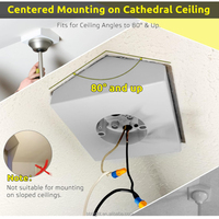Kit de fixation pour ventilateur de plafond en plastique certifié USBBT ETL pour plafonds cathédrale, angles 80, installation facile, usage intérieur
