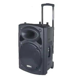 MBA 15 inch woofer plastic karaoke party portable speaker blue-tooth speaker with radio outdoor trolley speaker