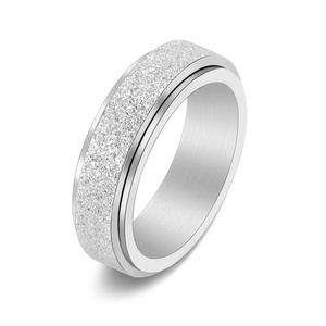 Waterproof Hypoallergenic Men's Stainless Steel Rotating Anxiety <b>Ring</b> Vintage Style with Natural Zircon Stone for Weddings - Product Image 6