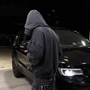 Felpe con cappuccio stile Streetwear all'ingrosso <span class=keywords><strong>di</strong></span> alta qualità con Zip up Vintage lavato corto con cappuccio pesante OEM abbigliamento personalizzato produttore - Product Image 3