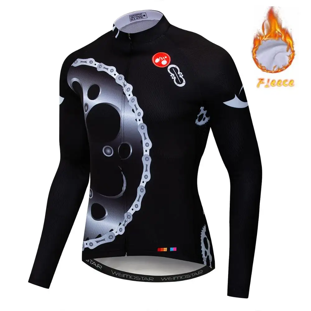 Custom Winter Thermal Fleece Winter Thermal Fleece Long Sleeve Cycling Jersey Road mtb Bike Shirt Cycling Clothing Black Gear