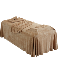 Ensemble de 7 pièces de draps de protection pour table de massage, couleur kaki, en velours épais, pour salon de beauté, thérapie par le massage, housse de matelas