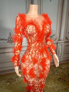 ZD优雅性感红色网眼晚礼服水钻口音-自然腰围落地式礼服为晚会舞会婚礼客人 - Product Image 3