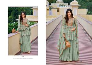 Heavy Silk con bordado Work Kurti Pant con Dupatta para fiesta y Festival Wear de India Export - Product Image 3