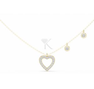 Collar de Corazón Abierto con Diamante Cultivado en Laboratorio, Oro Sólido de 14K, Cadena Asimétrica, Elegante y Romántico, Joyería Fina - Product Image 1