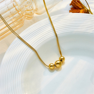 Gold Ball Pendant Necklace Geometric Design Chain Unisex Everyday Wear - Product Image 3