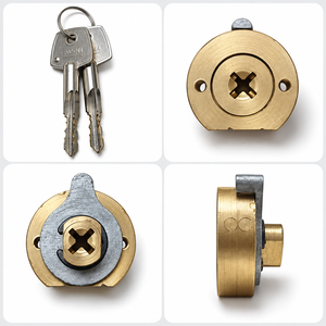 Cilindro per <span class=keywords><strong>Serratura</strong></span> Armadio ANSI Grado 1, Corpo in Metallo con Chiave a Croce e 2 Chiavi per Cassetti di Mobili - Product Image 3