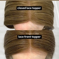 Topper de Cabello Europeo 100% con Cutículas Alineadas, Rubio Beige Ombre/Balayage, Ultrafino, con Encaje Frontal HD Suizo, para Mujeres con Pérdida de Cabello