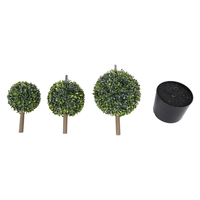 Arbre Topiaire Artificiel en Buis PE de 90 cm, 3 Boules, Résistant aux UV, Écologique, Plante Artificielle en Pot pour Jardin et Hôtel (Vente en Gros)