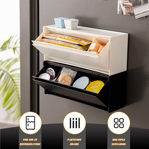 Magnetic <b>Storage</b> <b>Box</b> For Fridge With Compartments Multifunctional Organizer For Bathroom And Home Use - Product Image 5