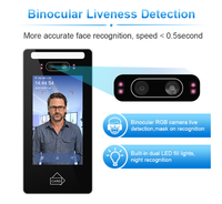 Sistema de Control de Acceso a Puertas con Reconocimiento Facial y de Palma de la Mano de 5 Pulgadas, Sistema de Control de Asistencia con RFID/NFC, Intercomunicador SIP, Nube/WiFi