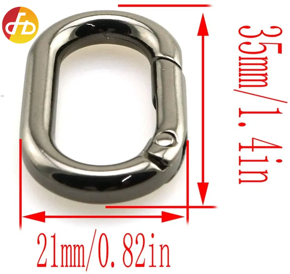 Oval Carabiner Öffnende Haken Clips Federschlüssel Ringe für Taschen, Geldbörsen ovales Schiebetor Metall 35 × 21 mm schwarze Zinklegierung OEM CN;GUA