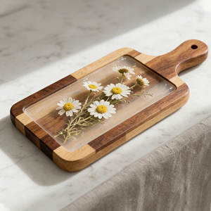 Massal 500 buah kayu kerajinan tangan bambu kerang laut bunga kering Resin menyajikan Charcuterie keju talenan blok pemotong - Product Image 4