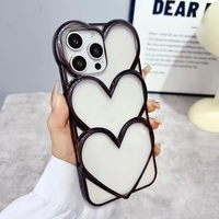 Coque de téléphone BAILI en forme de cœur électroplaqué couleur unie pour iPhone 17 Pro Max 16 Pro, étui transparent à trois cœurs