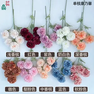 ดอกคาร์เนชั่นดอกไม้ประดิษฐ์สำหรับตกแต่งโรงแรมดอกไม้แบบข้ามพรมแดนส่งตรงจากวัตถุดิบดอกไม้ผ้าไหม