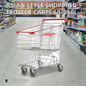 एशियाई शैली 60-210l सुपरमार्केट शॉपिंग ट्रॉली कार्ट स्टील सतह मेष संरचना के साथ लेपित - Product Image 2
