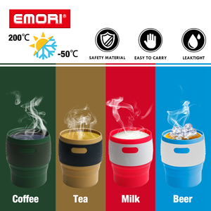 Gobelets de voyage pliables en silicone de qualité alimentaire écologiques personnalisés de 350 ml, imperméables et résistants à la chaleur - Product Image 3