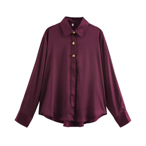 Manufactory Custom Style or Logo ODM Women Elegant <strong>Blouse</strong> Long Sleeve Shirt Women Casual Office Lady <strong>Gold</strong> Buttons <strong>Blouses</strong> Top - Product Image 2