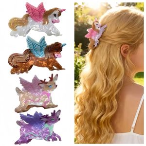 Nova Chegada: Presilha de Cabelo Transparente Iridescente com Unicórnio e Alce, Acessórios de Cabelo Fofos de Fada e Tubarão para Mulheres - Atacado - Product Image 2
