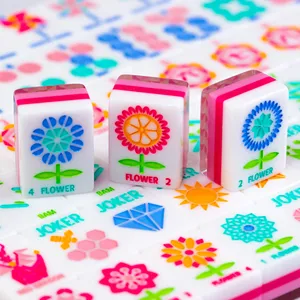 Juego de Mahjong Americano de Acrílico con Degradado Rosa de Lujo, Fichas Vibrantes y Femeninas, Perfecto para Regalo Navideño y Noche de Juegos en Casa - Product Image 4