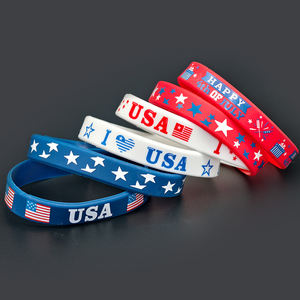 Pulseras de goma patrióticas de Julio Pulseras de bandera de EE. UU. Pulsera de silicona roja, blanca y azul para recuerdo de fiesta del Día DE LA Independencia - Product Image 5