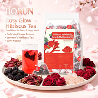 Sachets de thé OEM ODM Roselle, Mûre et Rose 150g (5x30 sachets) – Embellit la peau, nourrit l'apparence, améliore l'humeur – Infusion à l'eau chaude ou froide