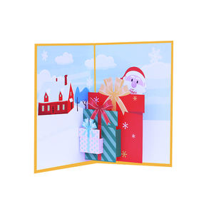 Papier recyclé Joyeux Noël <span class=keywords><strong>D</strong></span>écoration de vacances Impression de cadeaux Cartes de voeux Art 3d Pop Up Cartes de voeux de Noël avec enveloppes - Product Image 5