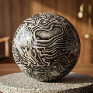 Venta al por Mayor de Esferas de Ágata Negra, Cristal Curativo Natural, Esfera de Cristal de Jaspe Picasso para Decoración del Hogar - Product Image 1