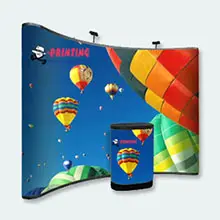 Display Backdrop Promotional Tension Fabric Stand Banner Curved Fabric Custom Logo Exhibition Backdrop With Counter