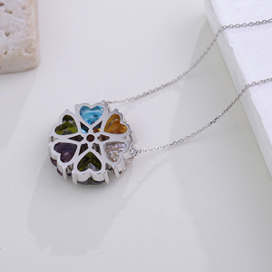 Wholesale S925 Sliver Heart Shape <strong>Alexandrite</strong> Sapphire Moissanite Stone Women Ruby Pendant Gemstone <strong>Necklace</strong> - Product Image 4