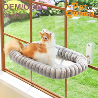 Hamac de fenêtre pour chat avec cadre métallique carré, lavable en machine, doux, pliable, écologique