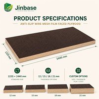 Contreplaqué filmé antidérapant écologique Jinbase Poplar 18 mm 1220x2440 mm E0 pour planchers de camions et plateformes de travail
