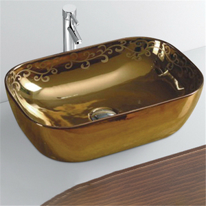 Novo Design Banheiro Sanitária Ware Mão Pia Cerâmica Galvanoplastia Lavatório - Product Image 3