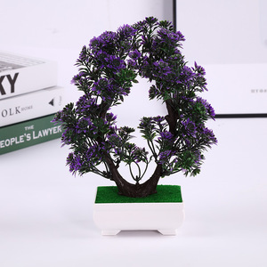 Plante Bonsaï Artificielle en Forme de Cœur Qi Xing 20x25 cm, Ornement de Bureau en Plastique, Feuilles Vertes et Jaunes, Plante Décorative en Pot - Product Image 3