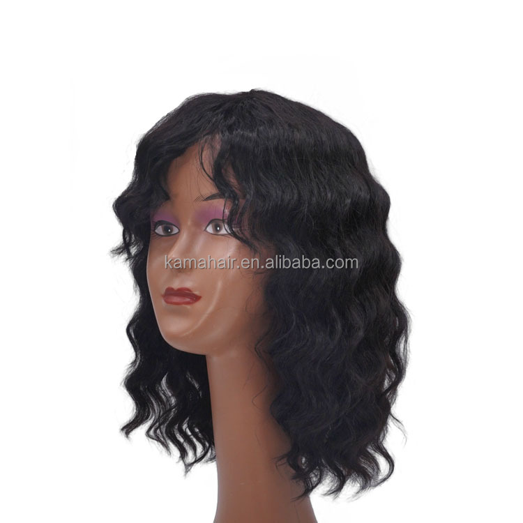 KAMA Indian Virgin Water Wave Full Lace Bob Prepluked 100% Human Hair Wigs Transparent Lace Short Bob Wig for Black Women Detail Section 1