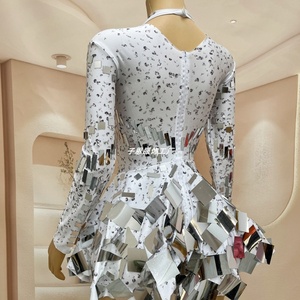 Body Elasticizzato con Cristalli a Specchio, Romantico e Naturale, Abito da Donna Senza Maniche, Costume da Drag <span class=keywords><strong>Queen</strong></span> per Festival Rave Notturni - Product Image 5