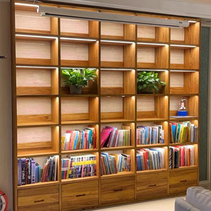 رف كتب خشبي مخصص من خشب الدردار القديم، رف تخزين خشبي صلب مثبت على الحائط، خزانة لغرفة المعيشة - Product Image 5