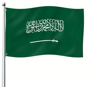 Fábrica al por mayor 90x150cm 100D Poliéster Latón Ojales Buena calidad Mejor precio Banderas personalizadas Banners Banderas de Arabia Saudita - Product Image 1