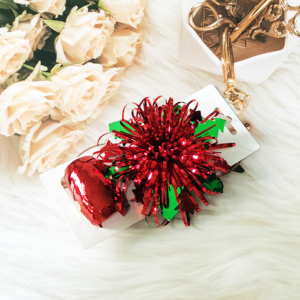 Cinta y lazo de Navidad de plástico PET Floral hecho a mano, lazo de estrella de nuevo estilo con hojas <span class=keywords><strong>para</strong></span> lazos de regalo <span class=keywords><strong>para</strong></span> regalos de vacaciones - Product Image 6