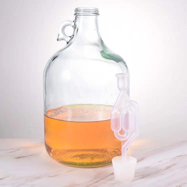卸売5リットル透明ガラス瓶ハンドル付き小型発酵槽として使用