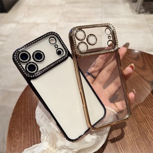 Coque de téléphone de luxe en TPU électroplaqué transparent, effet diamant brillant, pour iPhone 17 Air, 16, 15, 14, 13, 12, 11 Pro Max - Product Image 1