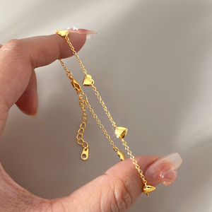 Pulsera de Latón Moderna con Forma de Corazón para Mujer, Regalo de Compromiso, Boda, Chapada en Oro de 18K y Rodio - Product Image 1