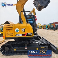 Mini-excavatrice sur chenilles Sany Sy75c Pro d'occasion de 7,5 tonnes en bon état avec moteur, pompe et roulement à vendre