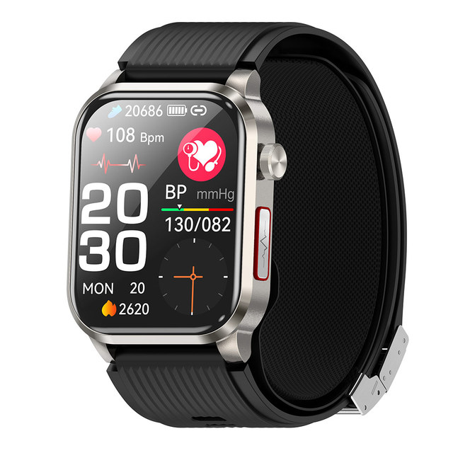 Factory AMOLED Smart Watch for Fitness ECG PPG Sleep Tracker Waterproof IP68 Silica Gel Band Android Operation Air Pump