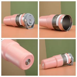 Tasses à double paroi de haute qualité 20oz 30oz en acier inoxydable, gobelet à café portable pour voiture avec couvercles, poignée et paille - Product Image 4