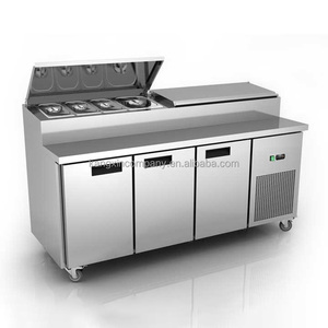 Restaurant en acier inoxydable <span class=keywords><strong>3</strong></span> <span class=keywords><strong>portes</strong></span> Bar Réfrigérateur <span class=keywords><strong>Table</strong></span> de préparation de salade - Product Image 5