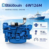 Moteur diesel marin Baudouin 6W126M à refroidissement par eau, 6 cylindres, robuste, pour bateaux et navires commerciaux