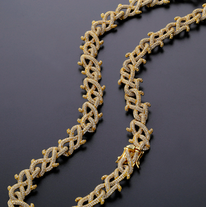 Hip-Hop para hombre espinas vid rama helado de oro cubano enlace cadena collar - Product Image 4