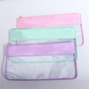 American Mahjong Game Sets PVC Flache tragbare Reiß verschluss tasche MAHJ Club Flieder fliesen Große klare PVC wasserdichte Mahjong Aufbewahrung tasche - Product Image 5