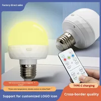 Ampoule LED Intelligente Rechargeable avec Télécommande, Luminosité et Température de Couleur Réglables, Culot E26/E27, Alimentation DC PC pour Éclairage Portable